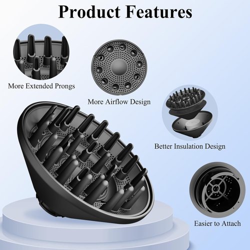 Shark FlexStyle Large Diffuser Attachment - Upgraded Nozzle for Faster, Defined Wavy & Curly Hair - Black