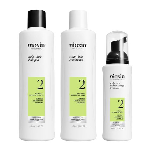 NIOXIN Scalp & Hair Thickening System Kits - Strengthen Natural, Colored & Damaged Hair | 1 Month Supply with Niacinamide & Biotin