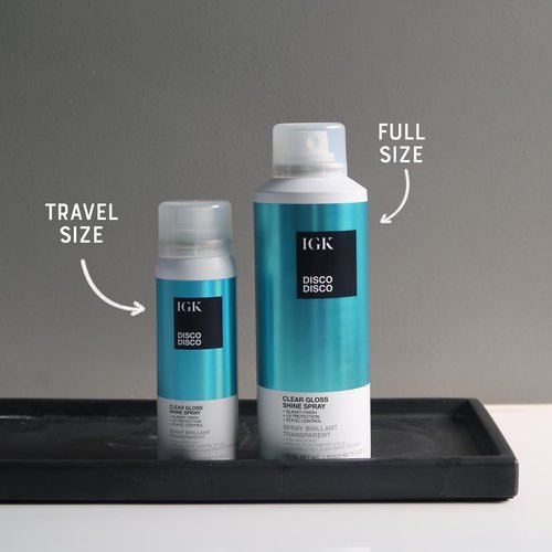 IGK Disco Disco Clear Gloss Shine Spray - Lightweight High-Shine Finishing Spray | Travel Size Set of 2 (2.1 Fl Oz)