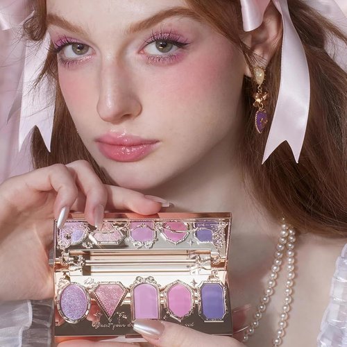 Flower Knows Violet Strawberry Rococo Eyeshadow Palette - Purple Pink Makeup with 3 Matte & 2 Shimmer Shades, 0.21 Oz