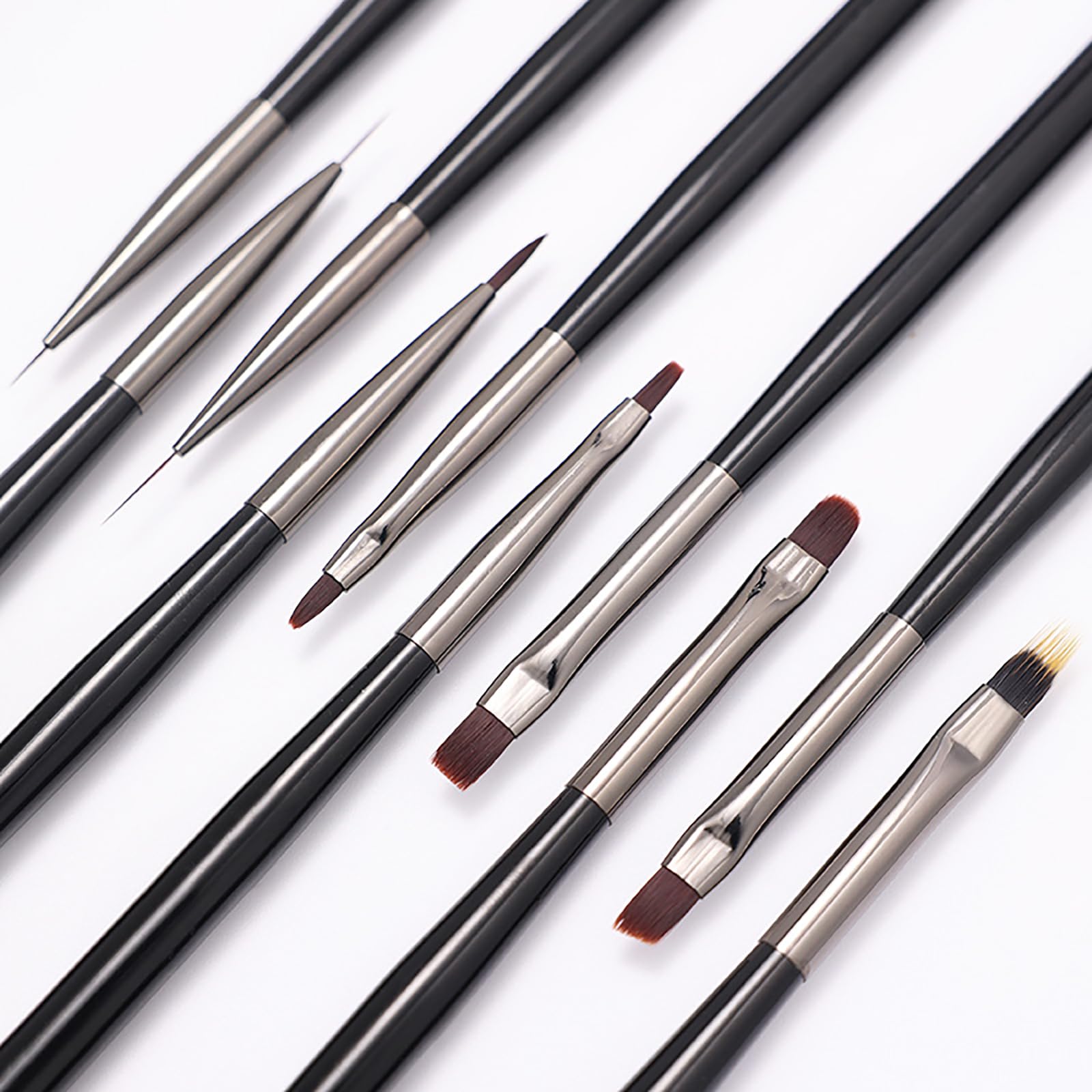 Wokoto Black Nail Art Brushes Set: 10pcs Acrylic Nail Brushes For Painting Tools - Gel, Polish & Dotting Pen