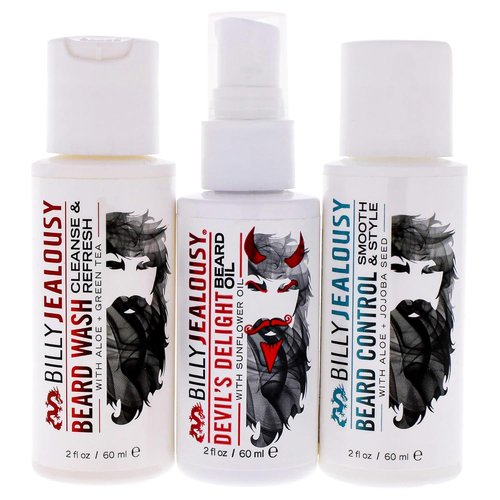 Billy Jealousy Beard Care Kit - Travel-Friendly Grooming Essentials for Men | Wash, Conditioner & Oil