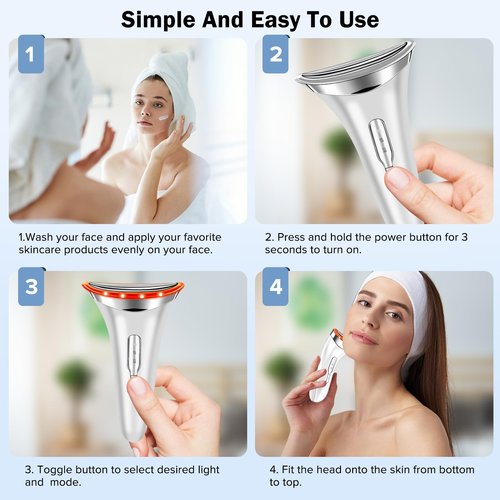 7-in-1 Face and Neck Care, Multi-Function Facial and Neck Skin Care for Home Use, 7 Color, White