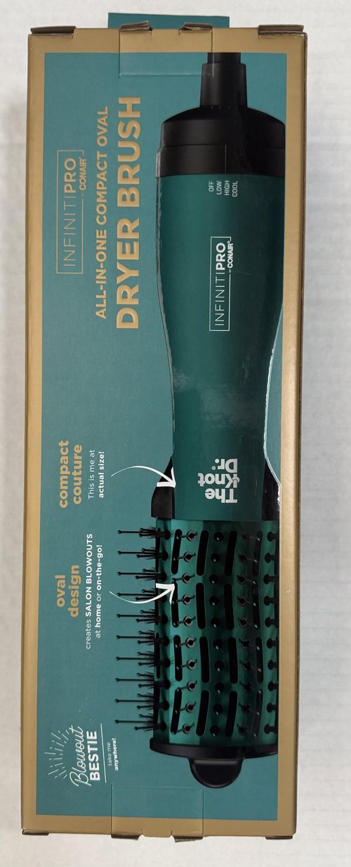 Infiniti Pro by Conair The Knot Dr, All-in-One Compact Oval Hair Dryer Brush, Limited Edition Emerald, 700W