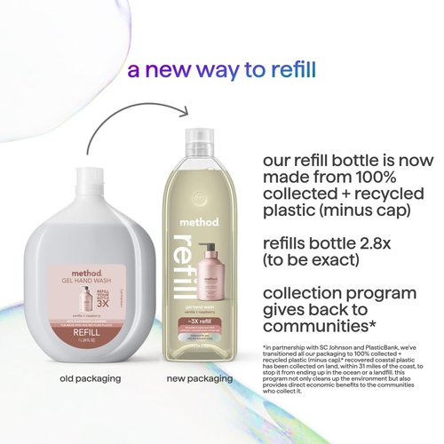 Method Gel Hand Soap Refill, Vanilla + Raspberry, 34 Fl Oz (Pack of 1) (Packaging May Vary)