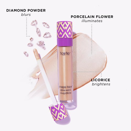 tarte shape tape glow wand – Sheer Liquid Highlighter with Mineral Pigments & Shea Butter for Hydrated Radiant Appearance, Vegan & Cruelty-Free, full size, alight