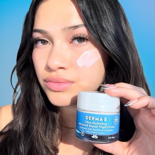 Derma E Ultra Hydrating Night Cream - Advanced Overnight Face Moisturizer with Hyaluronic Acid | 2 oz
