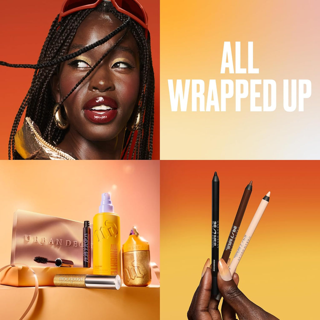 Urban Decay Radiant Holiday Makeup Set - Glow Getter 3Pc Bundle with Dewy Setting Spray, Eyeshadow Palette & Mascara