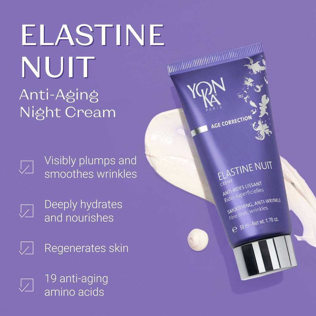 Yonka Elastine Anti-Aging Face Cream - Smooths Wrinkles, Firms Skin & Deeply Hydrates | Vitamins A, C & E, Elastin Peptides
