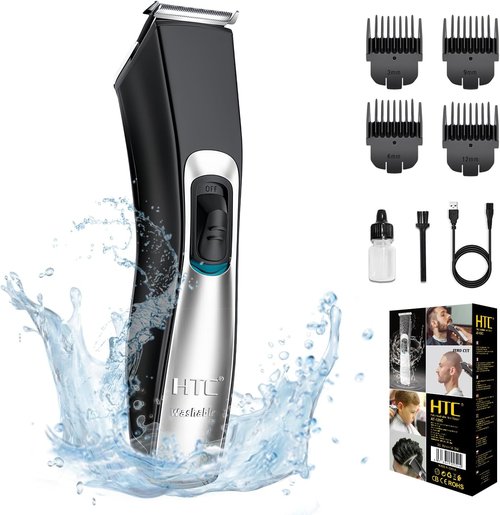 HTC Men's Hair Clippers & Beard Trimmer Grooming Kit - Professional All-in-One Electric Haircut Set, Fully Washable, Corded & Cordless Use