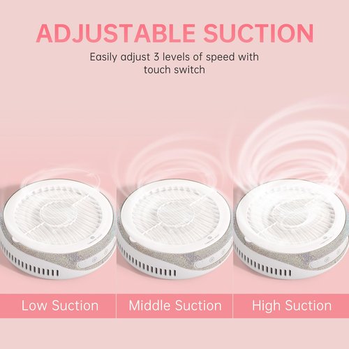 CHRISTINE SHELLY Nail Dust Collector, Cordless Dust Collector Nail Tech, Powerful Vacuum Fan Vent Dust Collector Extractor Dust Suction Machine for Acrylic Nails Polishing, Low Noise, Nail Salon&Home