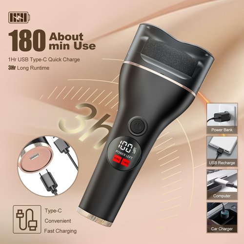 Electric Callus Remover for Feet, Rechargeable Waterproof Foot File Professional Foot Care Tools with 17-in-1 Pedicure Kit, Portable Callus Remover Kit to Remove Dead Skin Hard Skin Dry Cracks(Black)