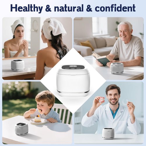 2025 upgraded 3-in-1 version Ultrasonic Retainer Cleaner Machine, degassing technology+ultrasonic+UV, with a 5-fold increase in cleaning efficiency for Dentures, Mouth Guards, Braces, Jewelry
