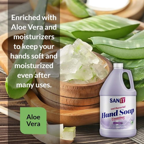 Sanit Antibacterial Foaming Hand Soap Refill - Aloe Vera & Moisturizers - Lavender, 1 Gallon | All-Natural Formula