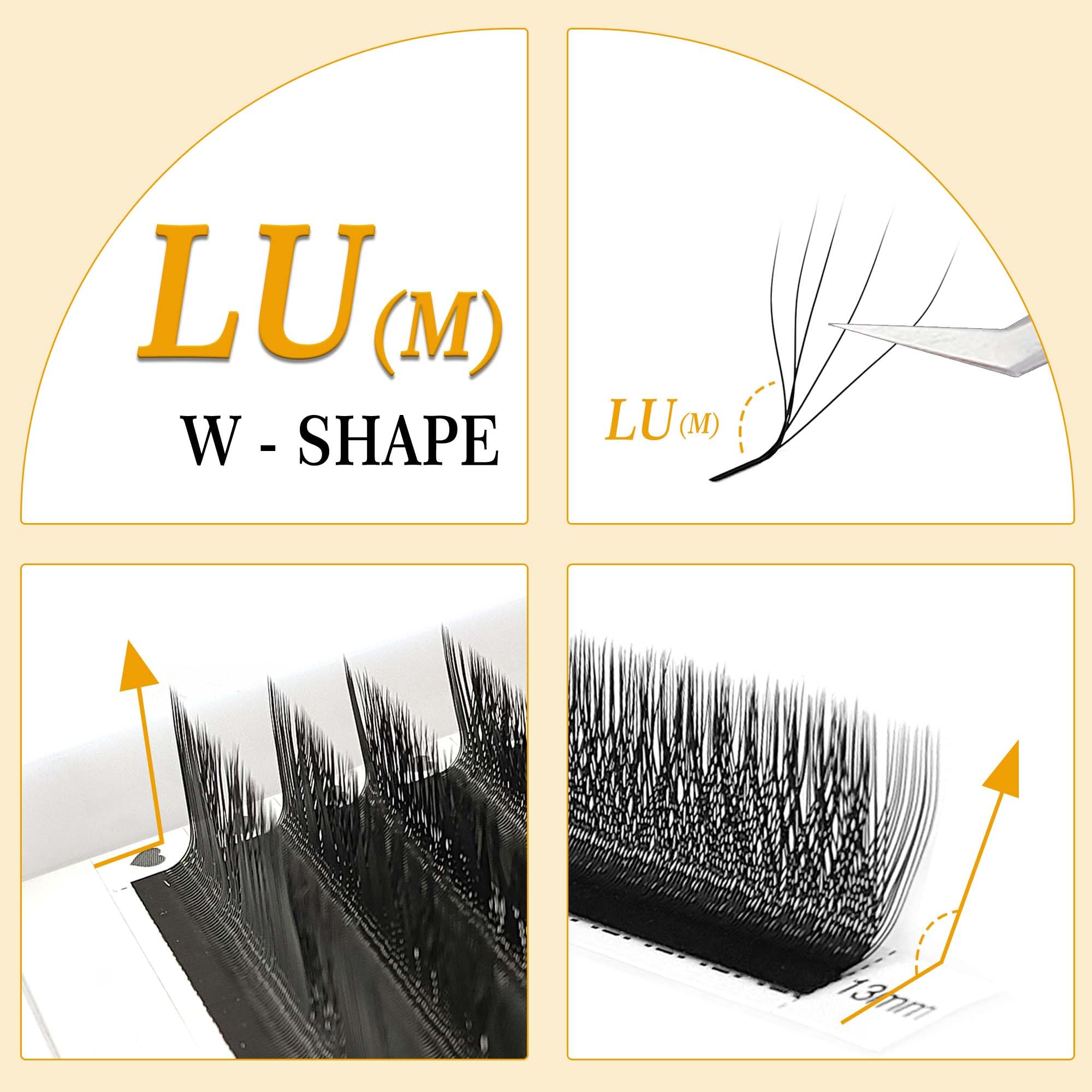 W Eyelash Extensions 0.07mm Thickness 5D Premade lash Fans LU/M Curl Lashes 8-15mm Mixed Tray Soft Fluffy Volume Lash Fans Natural Look Individual Eyelashes (5D-0.07-LU,8-15MM)