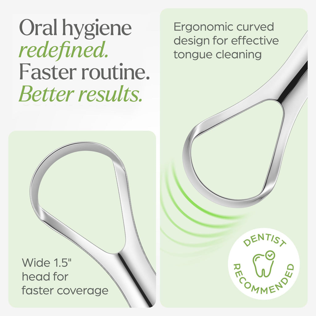 VIVAGO Tongue Scraper for Adults with Holder (2 Pack) - Metal Tongue Scraper for Tongue Cleaning and Reducing Bad Breath - Stainless Steel Tongue Scraper for Adults, Tongue Cleaner for Adults