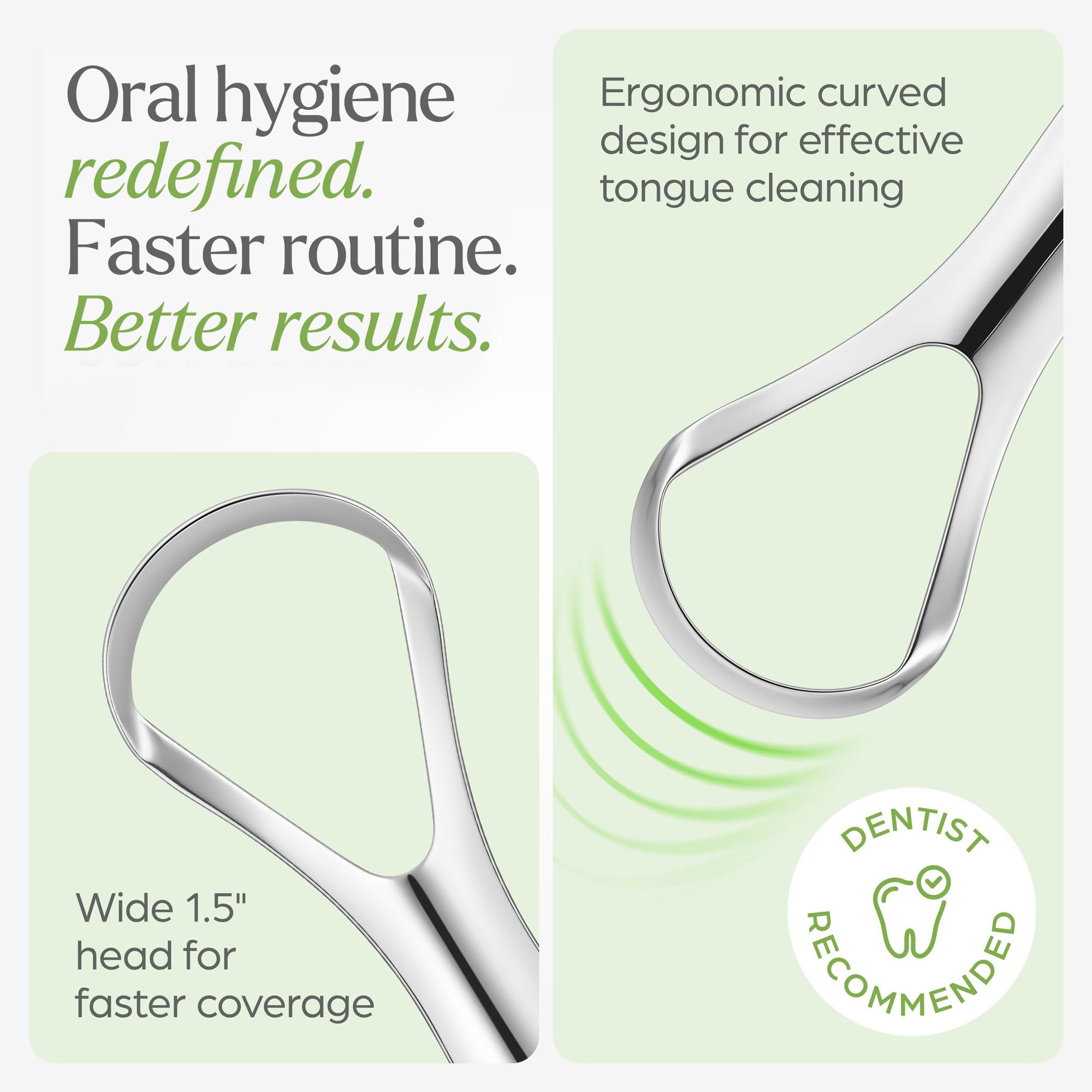 VIVAGO Tongue Scraper for Adults with Holder (2 Pack) - Metal Tongue Scraper for Tongue Cleaning and Reducing Bad Breath - Stainless Steel Tongue Scraper for Adults, Tongue Cleaner for Adults