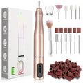TUOBEO Cordless Nail Drill Electric Rechargeable File Kit, Professional Efile Acrylic Gel Nail Polish Remover Pedicure Manicure Machine Portable Set with 11 Bits 56 Sanding Bands for Salon Home Gold