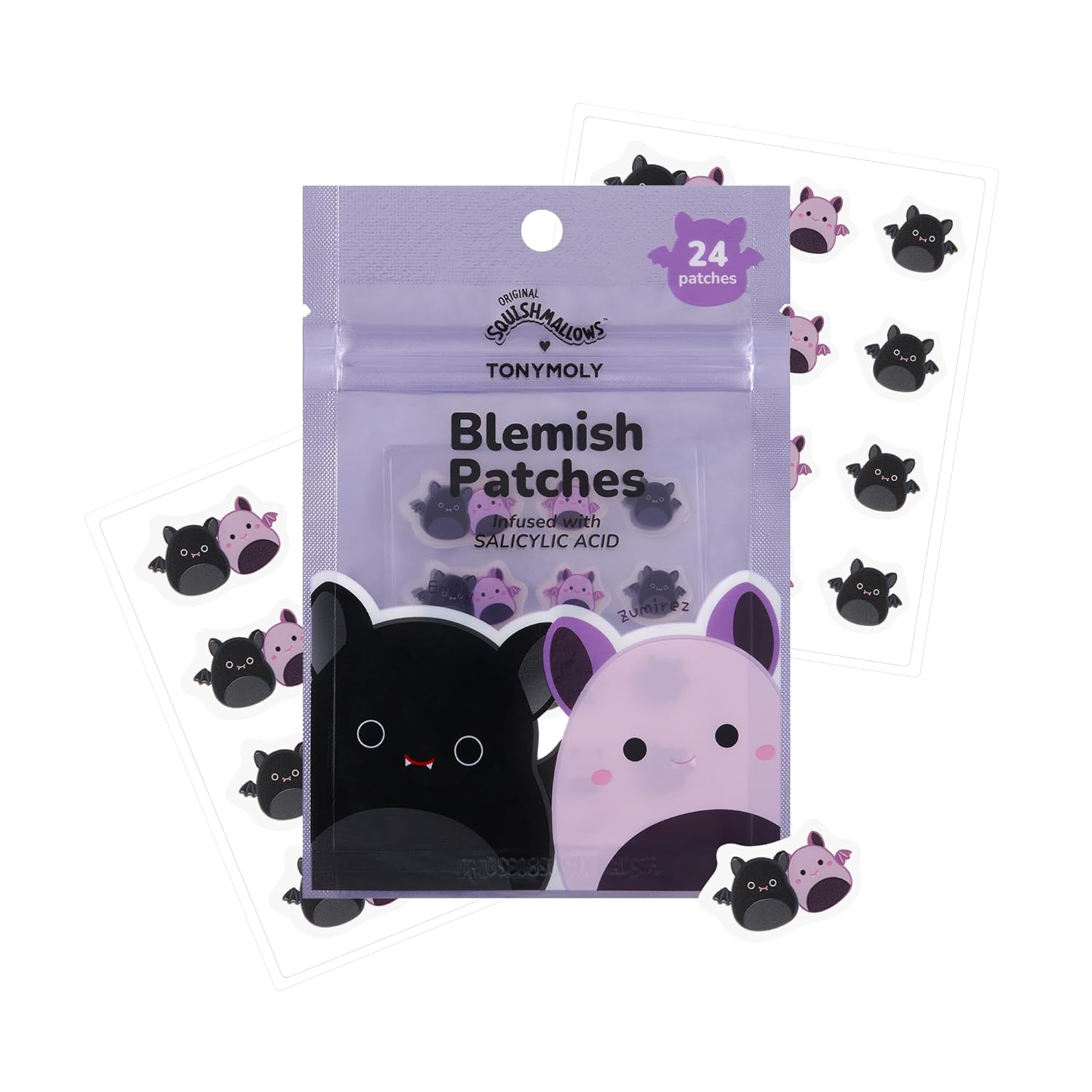 TONYMOLY Halloween Emily + Zumirez the Bat Blemish Patches - Hydrocolloid Acne Spot Treatment with Salicylic Acid | 24 Count