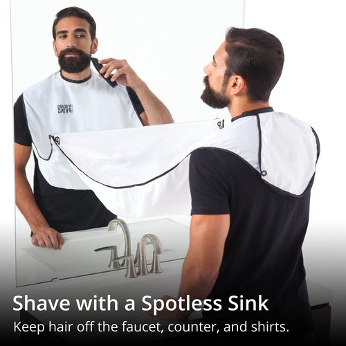 Beard King Beard Bib Apron - As Seen on Shark Tank – Gifts for Him, Stocking Stuffers for Men, Mens Gift, White
