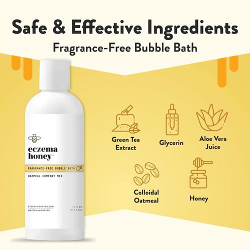 ECZEMA HONEY Oatmeal Comfort Bubble Bath - Fragrance-Free Moisturizing Body Wash for Sensitive Skin (12 Oz)
