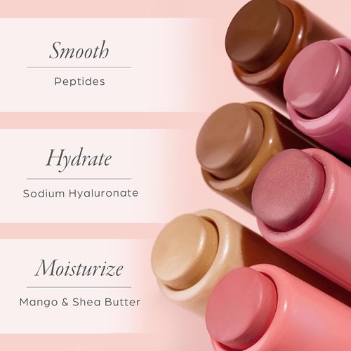 PÜR MINERALS Silky Tint Creamy Makeup Stick - Multitasking Lip & Cheek Color with Peptides for a Natural Glow