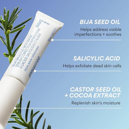 Innisfree Bija Spot Serum - Salicylic Acid & Castor Oil Acne Treatment for Smooth Skin