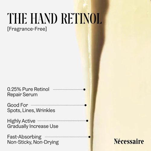 Nécessaire The Hand Retinol - Anti-Aging Repair Serum for Wrinkles & Spots | 0.25% Pure Retinol, 2.2 fl oz