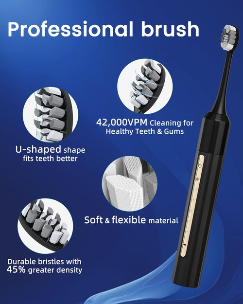 Lumivoid Water Flosser and Electric Toothbrush Combo,2-1 Oral Clean Kit, 5-Speed Sonic Electric Toothbrush & 4-Speed Portable Water Flosser to Clean Teeth and Protect Gum Health, IPX7 (Black-Set)