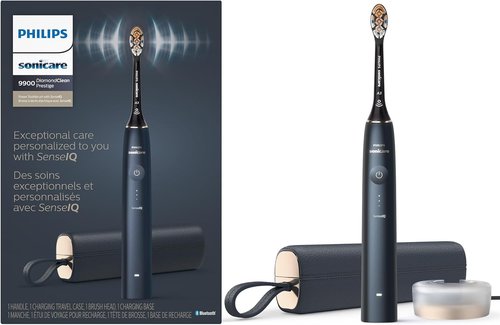 Philips Sonicare DiamondClean 9900 Prestige Electric Toothbrush - SenseIQ Technology, 5 Modes, Midnight Blue, Model HX9990/12