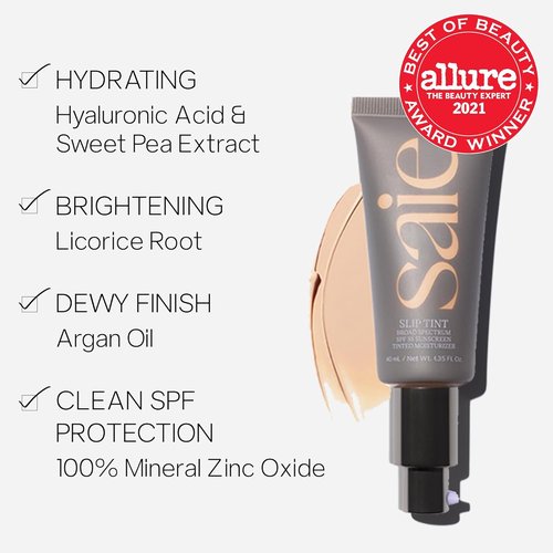 Saie Slip Tint Tinted Moisturizer SPF 35 | Lightweight Hydrating Skin Tint - Shade 3 (1.35 oz)
