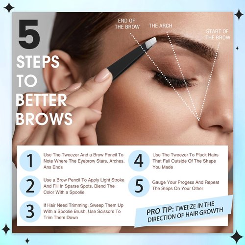 Mudder 12 Pcs Eyebrow Tweezers Set for Facial Hair Stainless Steel Slanted Tip Tweezers in Bulk for Men and Women (Black)