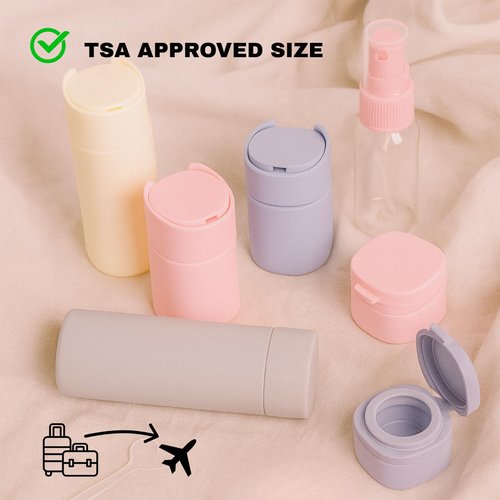 FANPOI 9pc Travel Toiletry Containers Bottles Jars Set Leakproof Cream Dispenser w/Carry Bag TSA Approved Refillable for Airplane Travel, Gym (Mix A)