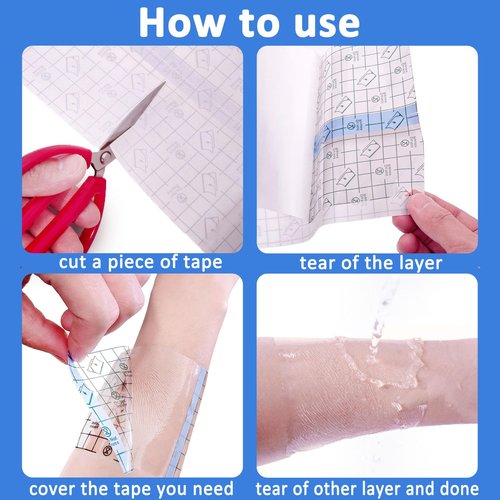 Beieverluck 24 Rolls Tattoo Aftercare Bandage Waterproof (2 Inch, 4 Inch, 6 Inch Wide) Second Skin Tattoo Cover Tape Tattoo Healing Wrap Tattoo Supplies for Swimming, Shower, Wound Initial Healing