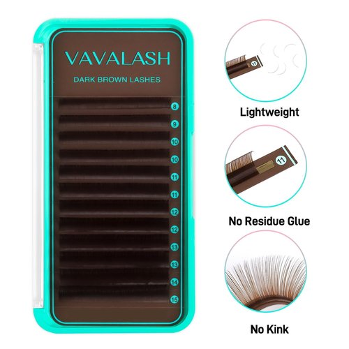 VAVALASH Colored Lash Extensions Dark Brown Eyelash Extensions 0.03 0.05 0.07 0.1 0.15 Volume Lash Extension 8-15mm Mixed Lashes C D Curl Premium color Lashes Extension(Dark Brown-0.03-CC-8-15mm)