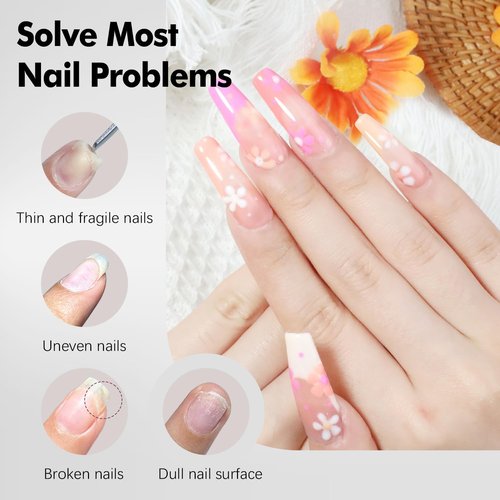 FZANEST Rubber Base Gel Polish Set 15ml*2pcs,5 IN 1 Builder Gel For Nails in a Bottle Kit,Nail Strengthener Gel, Extension Soak Off UV Gel Nail Polish