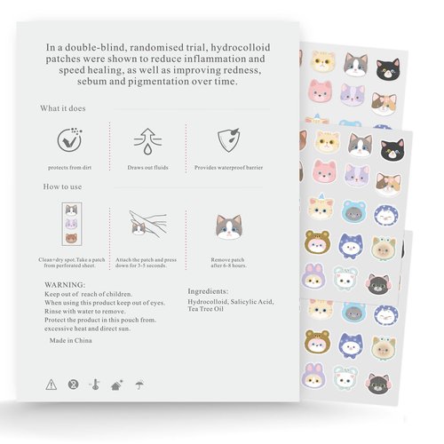 CELECARE Cat Pimple Patches,Cute Pimple Patches,Acne Patches for Face, Cute Stickers,Salicylic Acid & Tea Tree, 120 Hydrocolloid Dots in 20 Colors for Face,Cute Cat Pimple Stickers