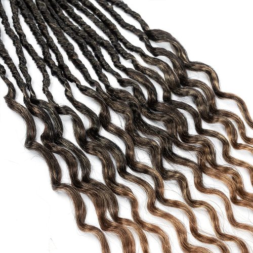 DoeSeor 30 Inch Goddess Locs Crochet Hair 8 Packs New Soft Faux Locs Crochet Braids Deep Wave Pre Looped Hair Extensions for Black Women(3T3027/8PCS/30inch)