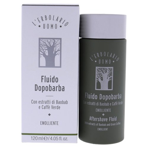 L'Erbolario Baobab And Green Coffee Aftershave Fluid - For Instantly Reducing Any Redness Caused By Shaving - Soothe Any Feelings Of Discomfort And Dryness - Burst Of Freshness - For Men - 4.05 Oz