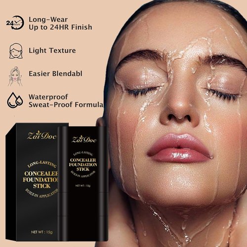 Skiennix Foundation Stick - Dual-Ended 2-in-1 Longwear & Waterproof Concealer for Dark Circles & Blemishes, 2.09 oz (04#)