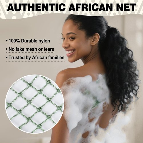 African Net Sponge Authentic-4 Packs African Exfoliating Net Sponge,Bath Sponges for Shower,42 inch Long for Normal to Sensitive Skin, for Daily use, Body Exfoliator Shower (Green,Pink,Blue,Grey)