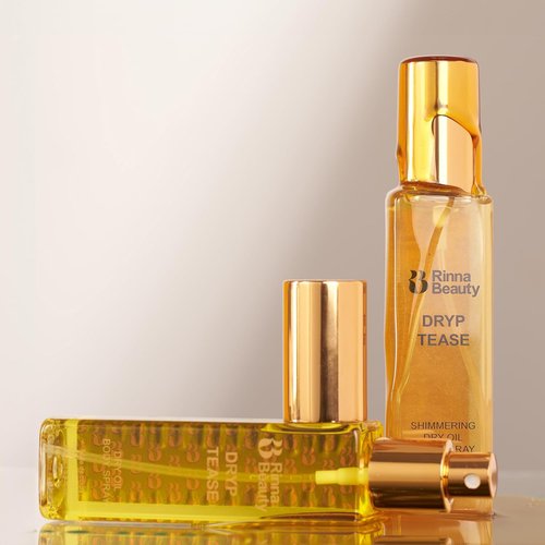 Rinna Beauty Dryp Tease Dry Body Oil Spray - Shimmering Moisturizer for Dry Skin | Vegan & Cruelty-Free - 3.4 Fl Oz