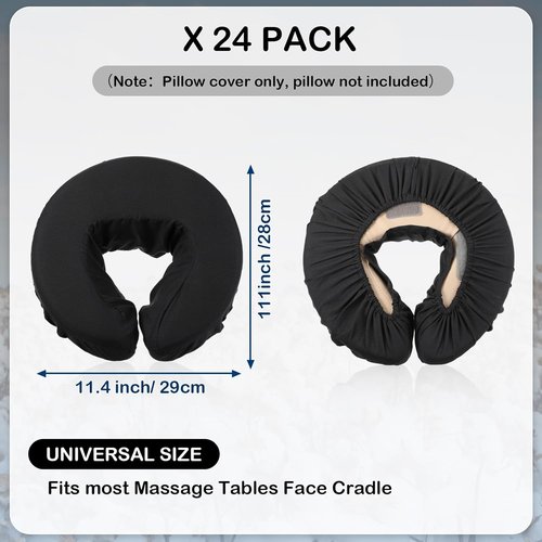 Macarrie 24 Pcs Microfiber Face Cradle Covers - Soft, Reusable & Oil-Proof for Massage Tables | Black