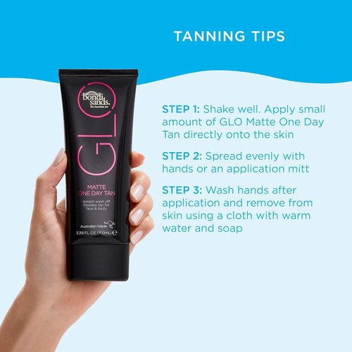 Bondi Sands GLO Matte One Day Tan - Flawless Bronze Finish for Face & Body | Transfer & Water Resistant | 100 ml/3.38 Oz