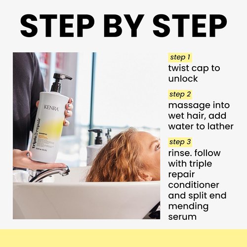 Kenra Triple Repair Shampoo - Strengthens & Restores Weak Bonds | Sulfate-Free | Ideal for Damaged Hair