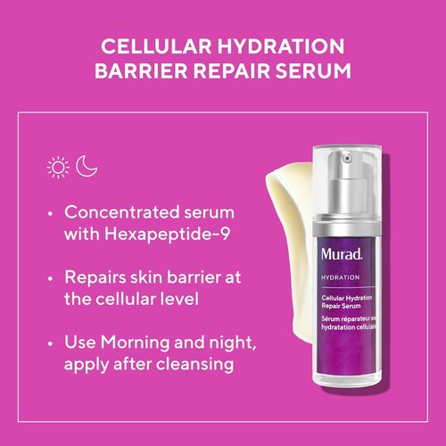 Murad Target Barrier Damage Set - AHA/BHA Cleanser, Hyaluronic Cream, Cellular Hydration Serum | Exfoliate & Repair Skin Barrier