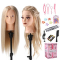 Mannequin Head Human Hair, Make Up Mannequin Head with 70% Real Hair Mannequin Cosmetology Manikin Practice Doll Head for hair styling Braiding Hairdressing Head