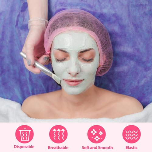 Cptoion 100 Pieces Non-Woven Hair Nets,Disposable Bouffant Caps,20 Inch Elastic Head Cover,Pink Disposable Hair Nets,Hair Net for Food Service,Beauty Salon Cosmetics Spa Men & Women(Pink)