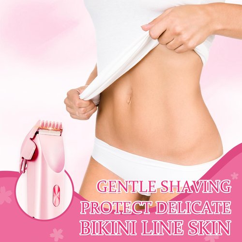 CAFSOB Bikini Trimmer for Women, 2 in 1 Electric Razors for Women, Dermave Bikini Shaver 2.0, IPX7 Waterproof & Easy Cleaning, Ceramic Blade, 120 Min Cordless Runtime, Ultra Low Silent (Pink).