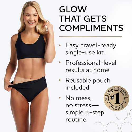 Norvell Glow System Trial Kit - 5-Step Sunless Tanning Essentials with Exmitt, Primer & Body Butter | Travel-Friendly Pouch